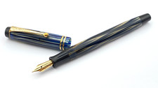 PENNA STILOGRAFICA VINTAGE PARKER LUCKY CURVE IN VERO ORO 14K BLU PENNINO...