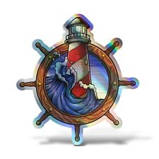 Sticker Olografico Fluo TIMONE Adesivo Decal Barca Nave Faro Motoscafo Mare Wall