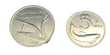 ITALIA - 1952 - 5 Lire Delfino