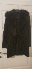 Pelliccia di astrakan nero con collo di vera volpe taglia 40 come nuova