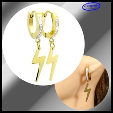 orecchini donna cerchio con pendente fulmine orecchino cerchietto acciaio da per