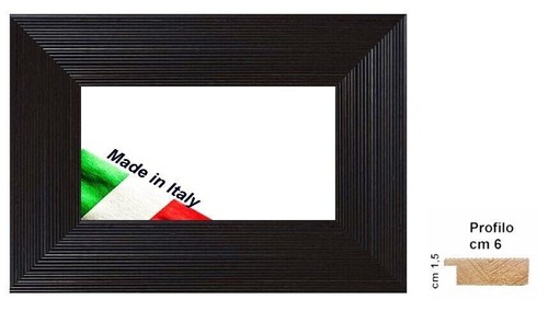 Cornice legno nera righe - in,