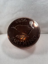 RARA SCATOLA METALLO COMMEMORATIVA ORIGINALE DODO 1983 LONDRA LATTA WREN FARTHING COIN ENG