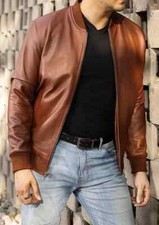 Bomber in pelle stile Varsity