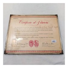 Certificato di Patriota BERTELLI ANGELO in cornice metallica e vetro 24,5x30 cm