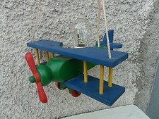 LAMPADARIO LAMPADA A SOSPENSIONE A FORMA DI AEREO IN LEGNO PER CAMERETTA BAMBINO