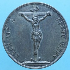 PESCIA MEDAGLIA 1899 PELLEGRINAGGIO AL SS. CROCIFISSO METALLO BIANCO COLLEZIONE