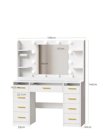 Tavolo trucco bianco oro - da, bianco/oro