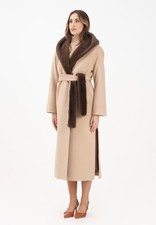 YES LONDON Cappotti Donna Beige  Cappotto con dettagli in vera pelliccia Autunno