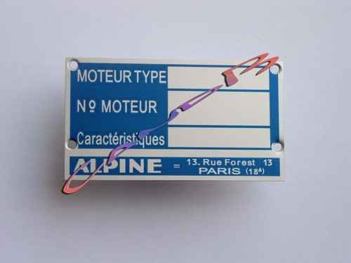 Plaque moteur alpine renault - moteur,