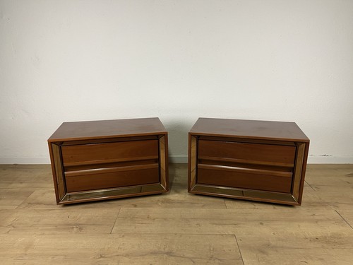 Coppia comodini legno vetro