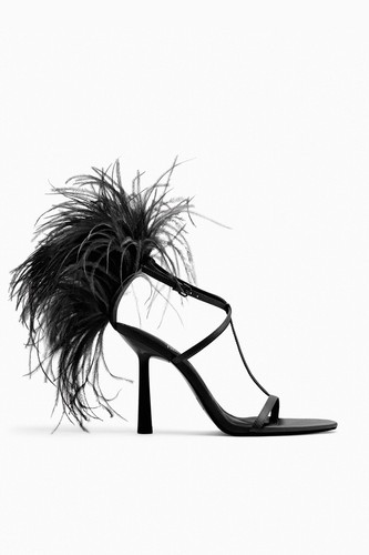 Zara feathered heeled sandals - feathered,