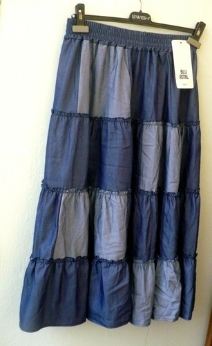Gonna lunga blu chiaro scuro - gonna,
