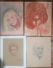 4 Ritratti a matita e pastelli di epoche diverse, Veronesi, Costantini