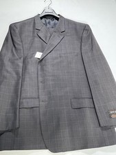 Mens Bergamo Brown Check Wool 2 Piece Suit Size 52L 48W NEW