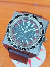 BASIS NEWPORT WORLD TIMER SWISS MADE WATCH VINTAGE 5ATM (TOP RUNNING)