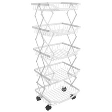 B-Ware Scaffale MCW-N53, Scaffale da Cucina, Cesto Pieghevole Arrotolabile Ferro 95x39x28cm, Bianco