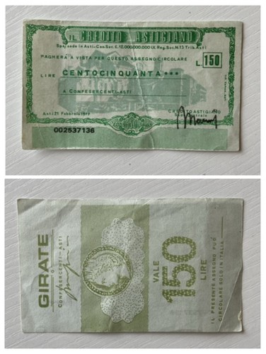 Miniassegni falso 150 lire - 150,