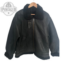 Giacca Bomber Vintage B-3 Aviator Pelle di Pecora Nera Shearling Volo