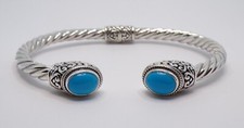 BEAUTIFUL Sleeping Beauty Turquoise 925 Balinese Cuff Bracelet