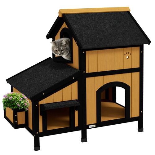 Pawhut casetta per gatti - casetta, da