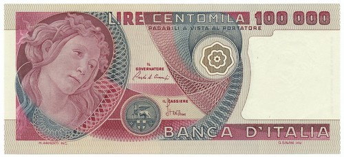 100000 lire banca - banca, d'italia