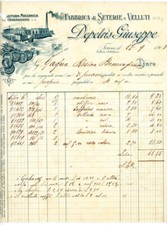 1908 TORINO ORBASSANO - Giuseppe DEPETRIS - Fabbrica seterie e velluti *Fattura