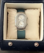Orologio Philip Stein TESLAR Diamante Dual Time Cinturino Blu Satinato Cassa Nuove Batterie