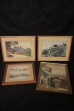 Lotto con 4 acquerelli su carta / watercolor on paper con vetro e cornice '900