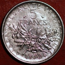 Francia 5 franchi 1970 KM#