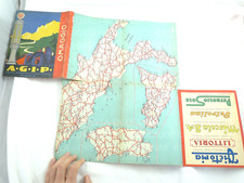 MAPPA GADGET STRADE ITALIA BENZINA AGIP ILLUSTRATORE EMKA DESIGNER VINTAGE 1930