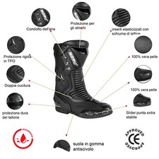 Stivali da moto in pelle da