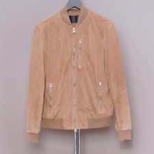 ALL SAINTS Giacca Pelle Scamosciata MEDIA Marrone Uomo Bomber Celebrità Graal KEMBLE