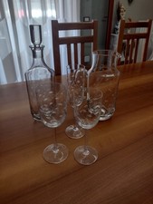 bicchieri in cristallo x12 (12 acqua, 12 vino, 12 flute) caraffa e bottiglia 