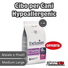 Exclusion Cibo per Cani Hypoallergenic Maiale-Piselli Medium Large Breed 12KG