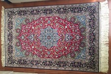 TAPPETO FIRMATO Oriental ISFAHAN PERSIANO 165X110 Trama e ordito in SETA ESFAHAN