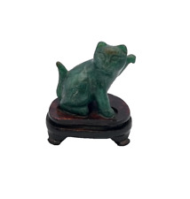 ARTE ORIENTALE STATUINA COLLEZIONE GATTINO IN QUARZO AVVENTURINA VERDE NATURALE