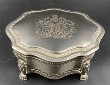 Soprammobile Grande scatola portagioie porta gioielli metallo stemma araldica