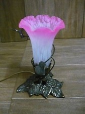 Lampada Abatjour vetro flute Colibrì in ottone anticato