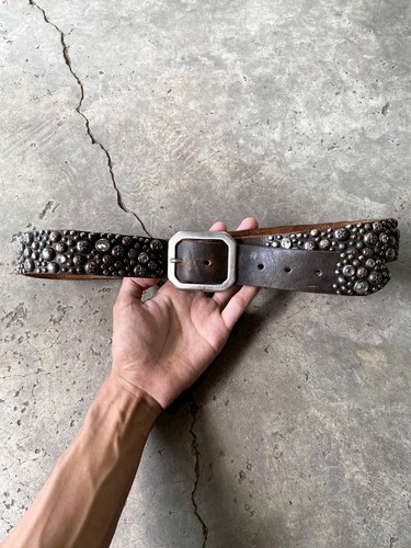 Old stud cintura pelle nera - stud,