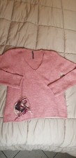 Pullover donna rosa pesca scollo a V Manila Grace taglia media