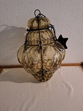 Lampadario/lanterna In Vetro Soffiato Antico Colore Ambra