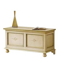 Cassapanca in legno arte avorio con profilo verde L.100 x P.44 H.51 (1348).