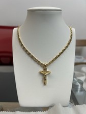Collana con croce in argento placcato oro, uomo