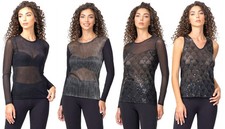 Jadea Galà Maglie Donna sotto giacca tulle e paillettes per serate festose e sci