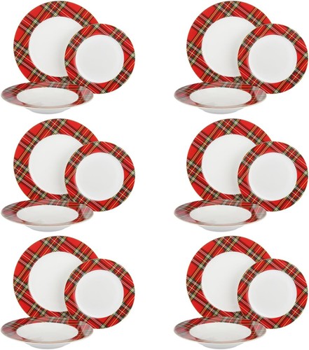 Servizio piatti tartan rosso - piatti,