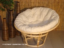 POLTRONA RATTAN  PAPASAN CON TORCIGLIONE  115 CM CON CUSCINO SEDIA DA GIARDINO 