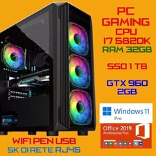 COMPUTER PC GAMING CPU INTEL i7-5820K Ram 32GB SSD1.0T GTX960-2GB Win11+Office