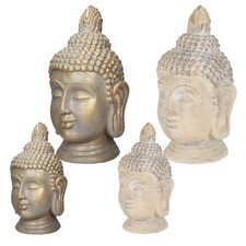 Testa di Buddha statua decorativa Feng Shui bronzo/beige-grigio interno/esterno