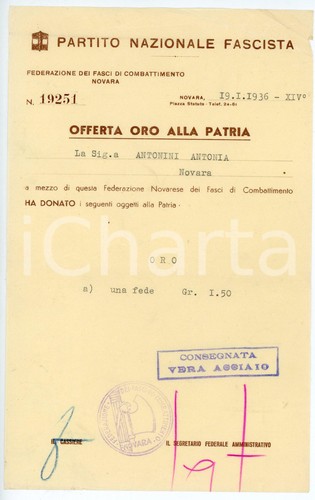 1936 novara pnf oro alla - 1936,